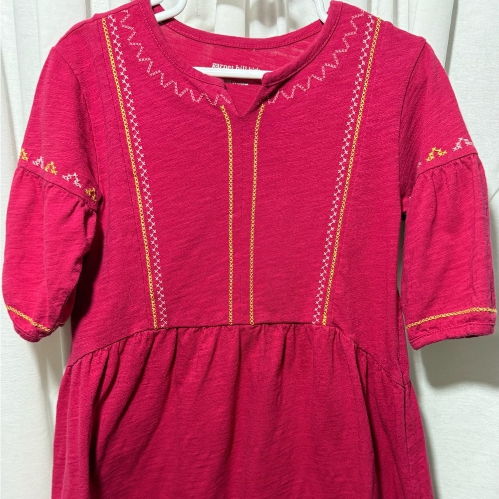 Garnet Hill Kids Embroidered Fuchsia Dress